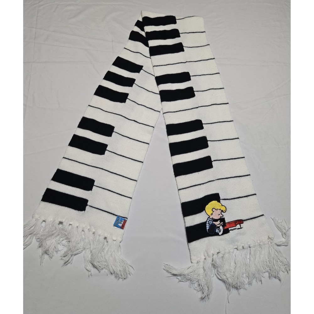 Rare Vintage The Peanuts Schroeder Piano Scarf Elope 62x8" Keys Music Cartoon